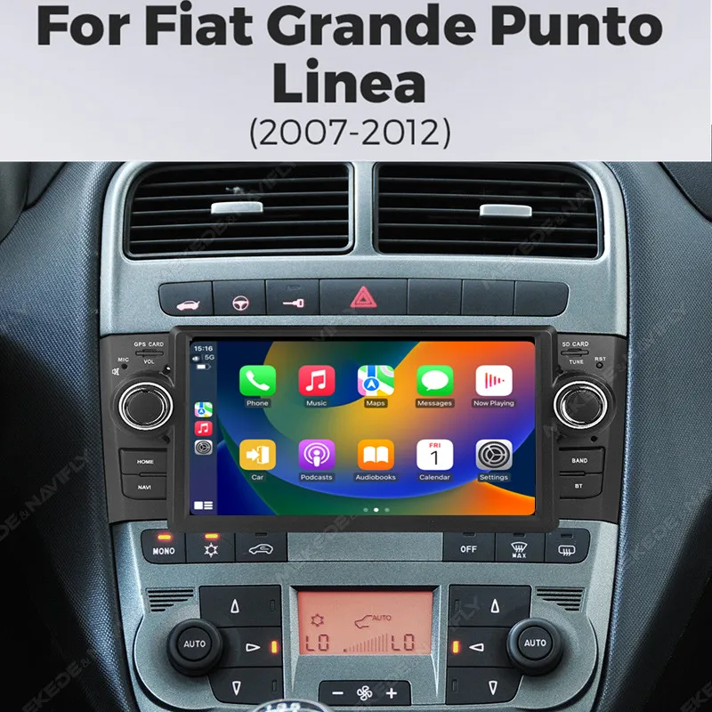 7-calowe radio samochodowe z ekranem dotykowym do FIAT Grande Punto Linea 2007-2012 Android Multimedialny odtwarzacz wideo Navi Stereo GPS Carplay