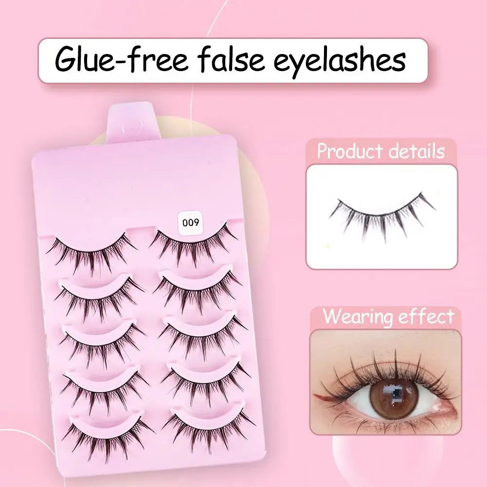 5 Paar kleine Teufel falsche Wimpern Manga Anime-Stil natürliche Cluster vergrößern Ihre Augen Wimpernverlängerung Augen-Make-up-Werkzeug