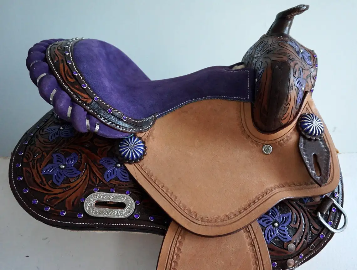 Handmade Premium Quality Leather Western Barrel Racing Horse Saddle Trail Custom Size Design Color With All Accessories Included