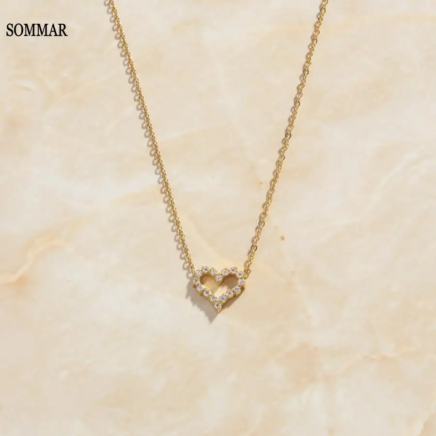 SOMMAR Hot New 18KGP Gold plated Goddess necklaces pendants Peach Heart Pendant tattoo choker men jewelry
