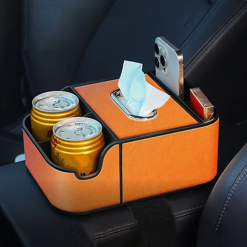 

Car Armrest Storage Box Auto Tissue Holder Storage Box With 2 Cup Holder Car Organizer Between Back Seat Interior Parts