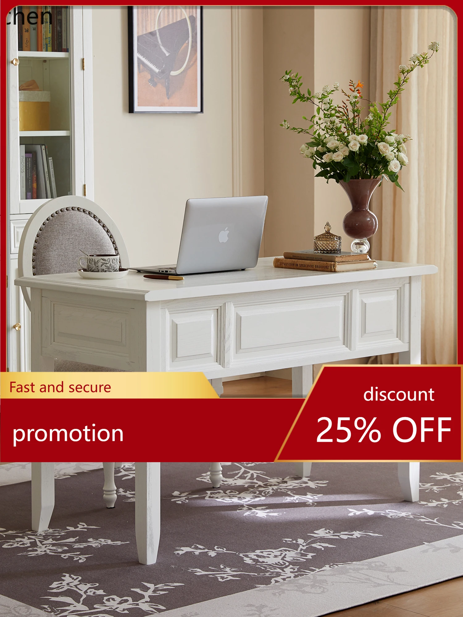 ZMLSolid Wood Desk French Minimalist Computer Desk All Natural Wood Home Furniture