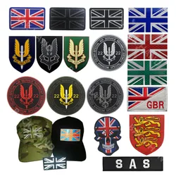 United Kingdom Flag Embroidery Patch SAS British Army Military Patches Tactical Emblem Appliques UK Embroidered Badges PVC Badge