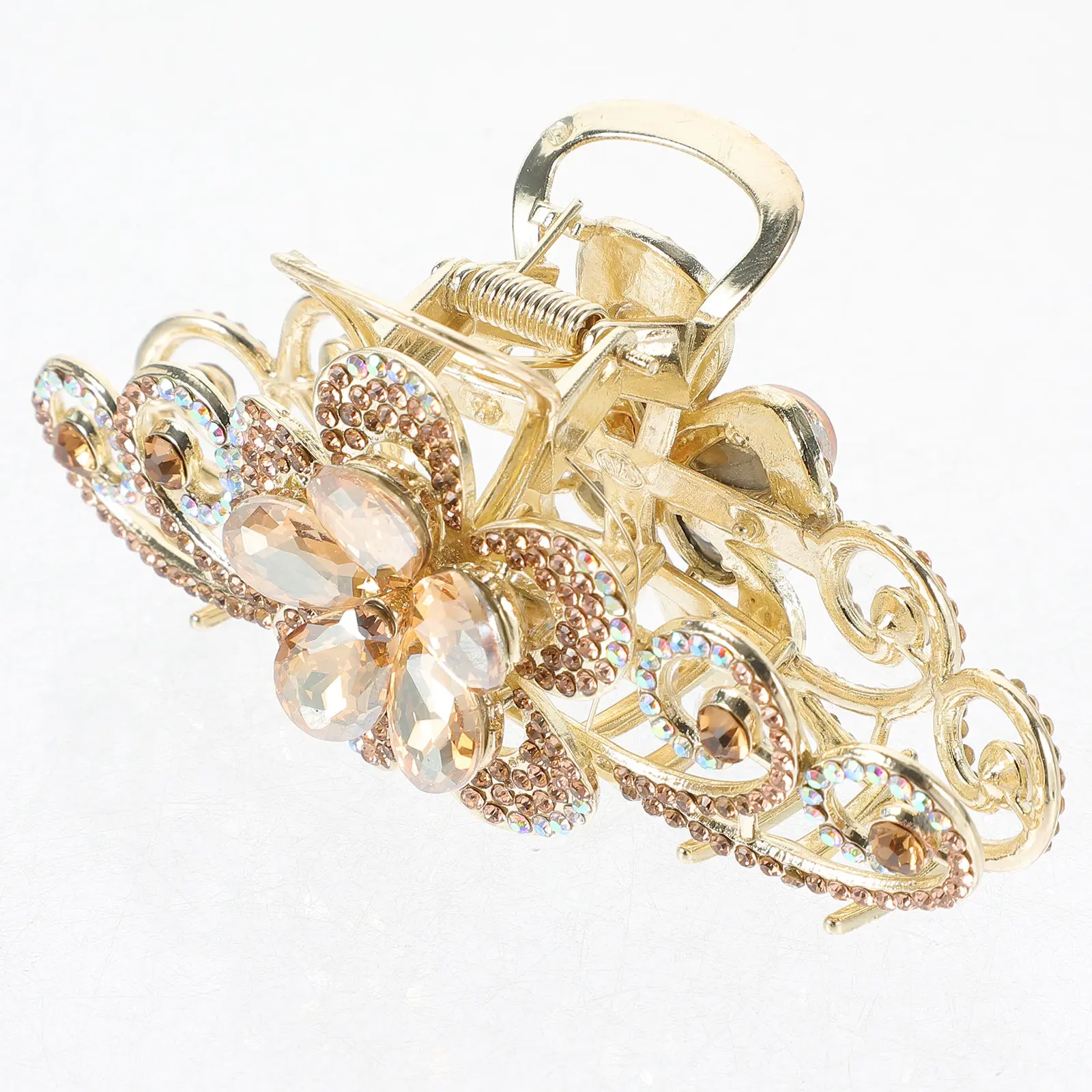 Large Jaw Clip for Hair Double Sided Flower Rhinestone Decorative Claw Clip Hair Accessory for Women Girls Secure Hold