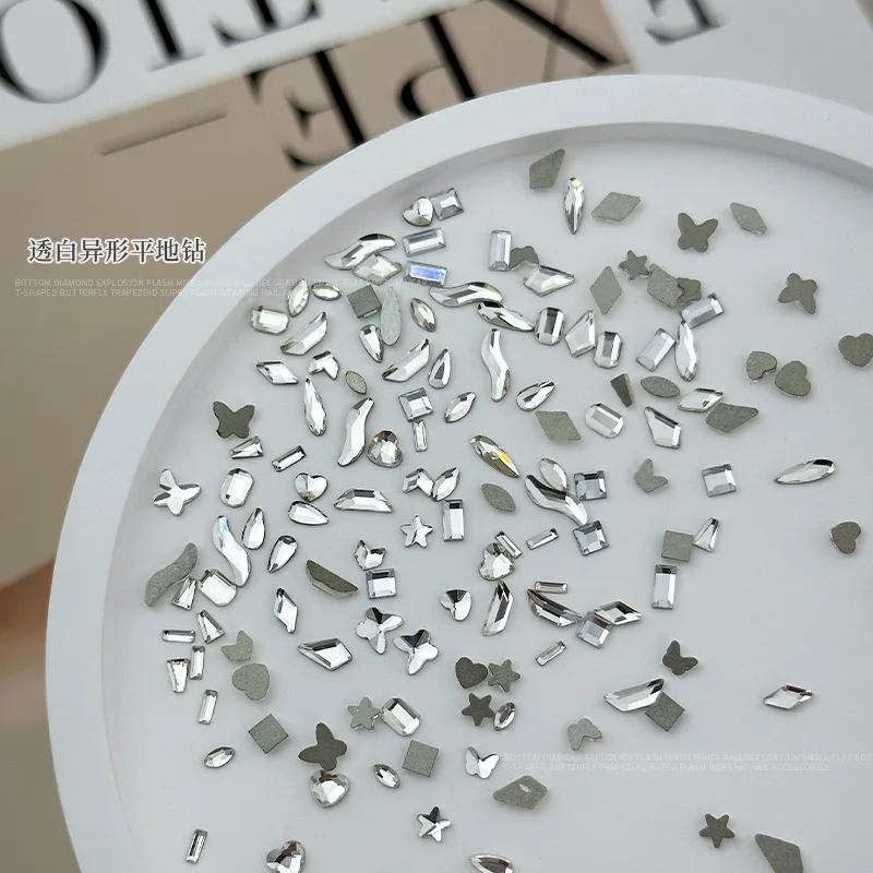 100 Uds. Accesorios de diamantes de imitación para decoración de uñas 3D con parte posterior plana transparente, piezas de joyería artesanal, suministros de decoración de uñas, Material de manicura S