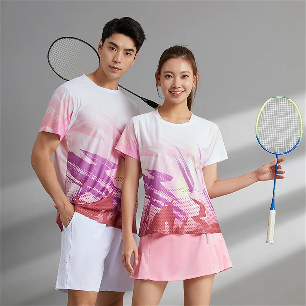 

Men Badminton Jerseys Shorts Women Shuttlecock Shirt Skirt Team Uniform Tennis Training Suits Breathable Short Sleeve Tracksuit