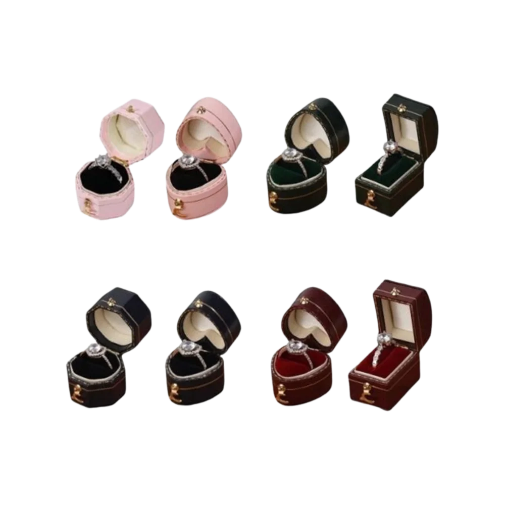 

Storage Organizer Octagonal Earrings Ring Box Square Heart Shaped Jewelry Display Case High-quality Jewelry Case Wedding