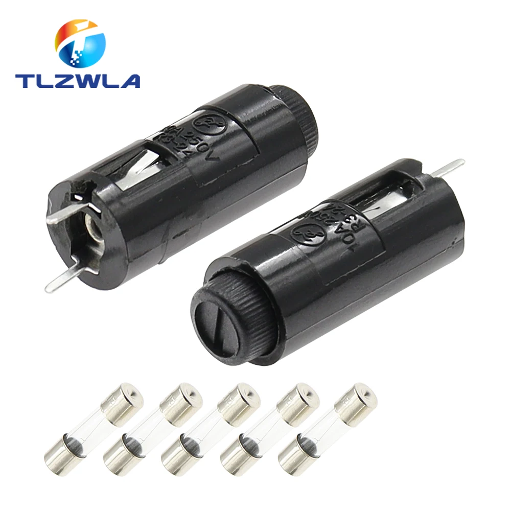 5PCS 5X20MM Fuse Holder R3-24 Fuse Holder 10A250V PCB Panel Mounting High Temperature Resistance Bakelite Fuse Boxes