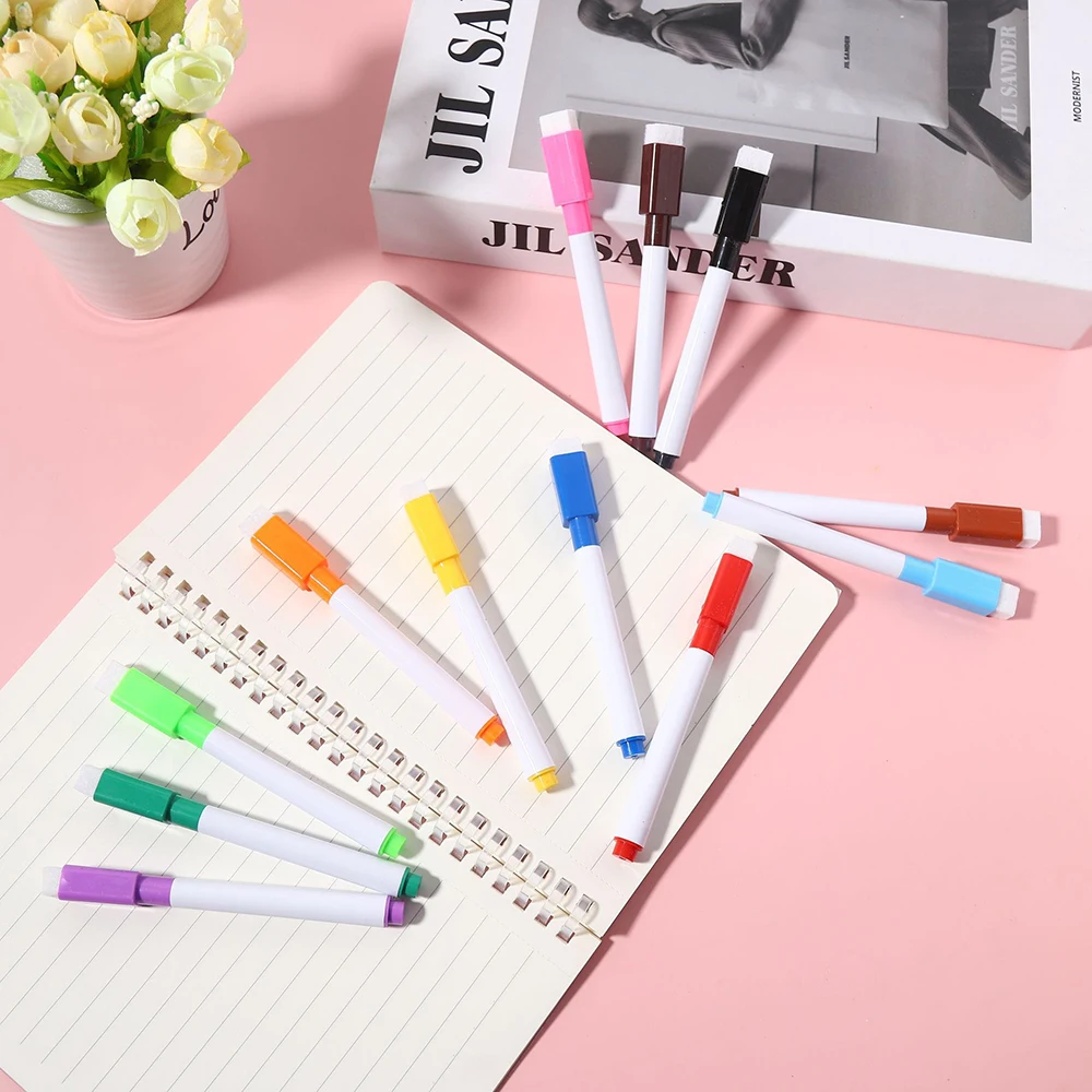 12-farbiges Whiteboard-Markierungsstift-Set mit Magnet und Pinsel – Detail 7