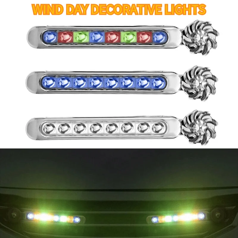2pcs Car With Wind Powered Fan LED Daytime Headlight Auxiliary Lighting For Enhanced Visibility Motorcycle Lamp Floodlights