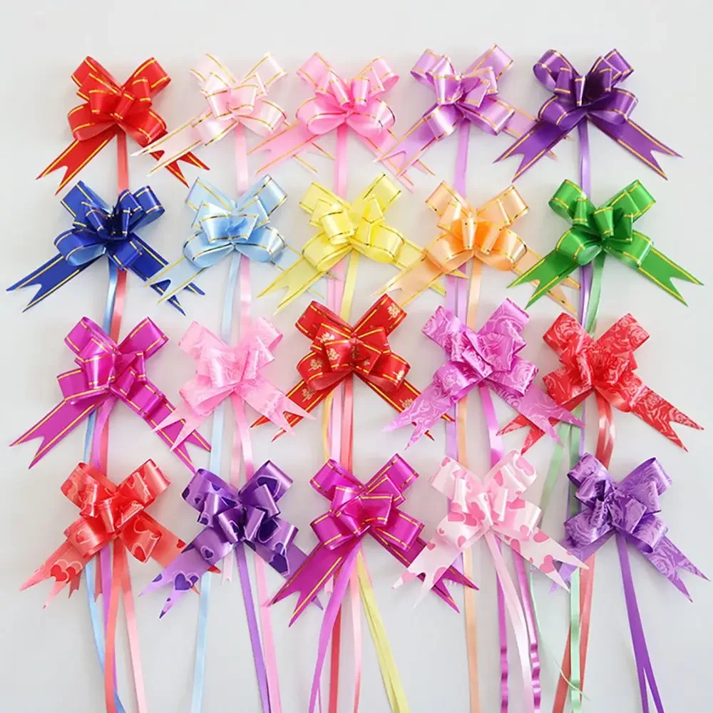 50Pcs 18mm DIY Flower Ribbons Pull Bowknots Christmas Car Decoration Gift Wrap Holiday Birthday Party Wedding