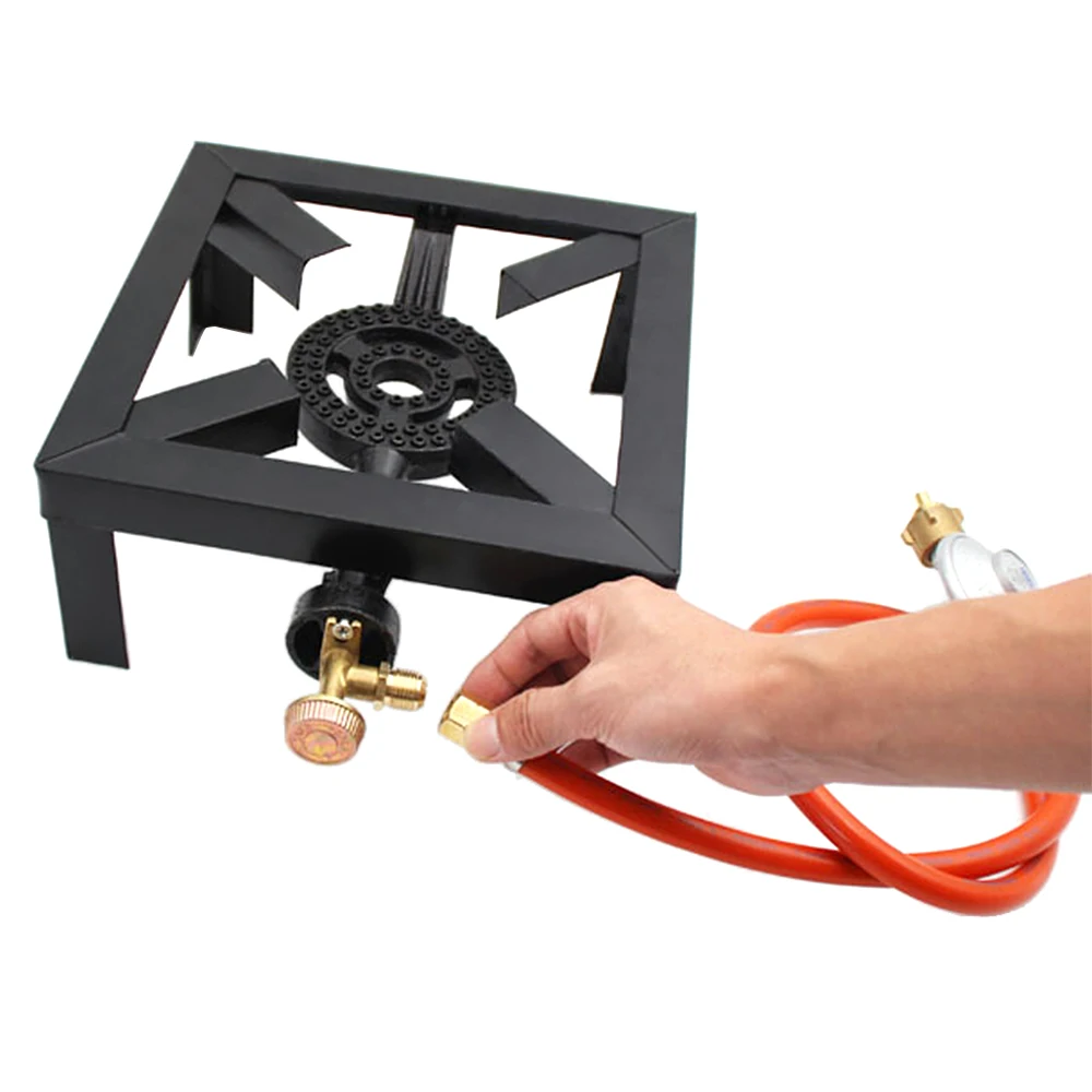 8KW Gas Boiling Ring Cast Iron Burner Large LPG Stove Outdoor Cooker Iron Frame Portable Fire Control Stove