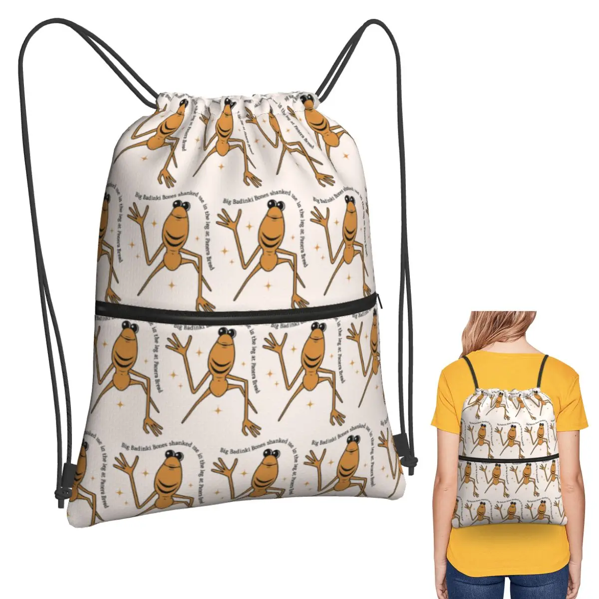 Marcus The Worm Robert Help Meme Brain Rot Backpacks Portable Drawstring Bags Sundries Bag Book Bags for Man Woman Students