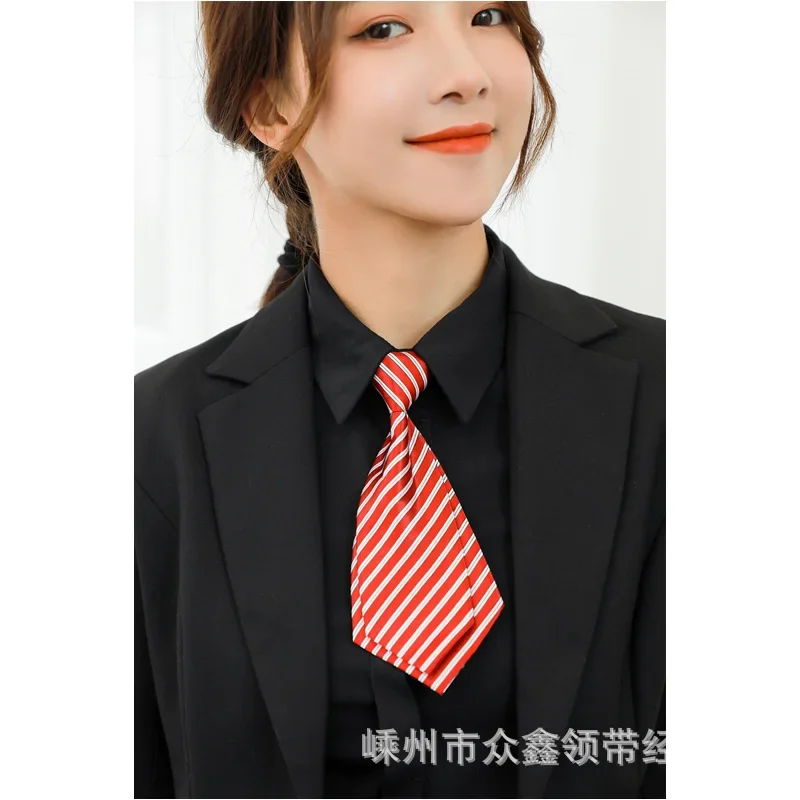 Women's professional formal attire, business small tie, college style, double-layer knife shaped, without stripes