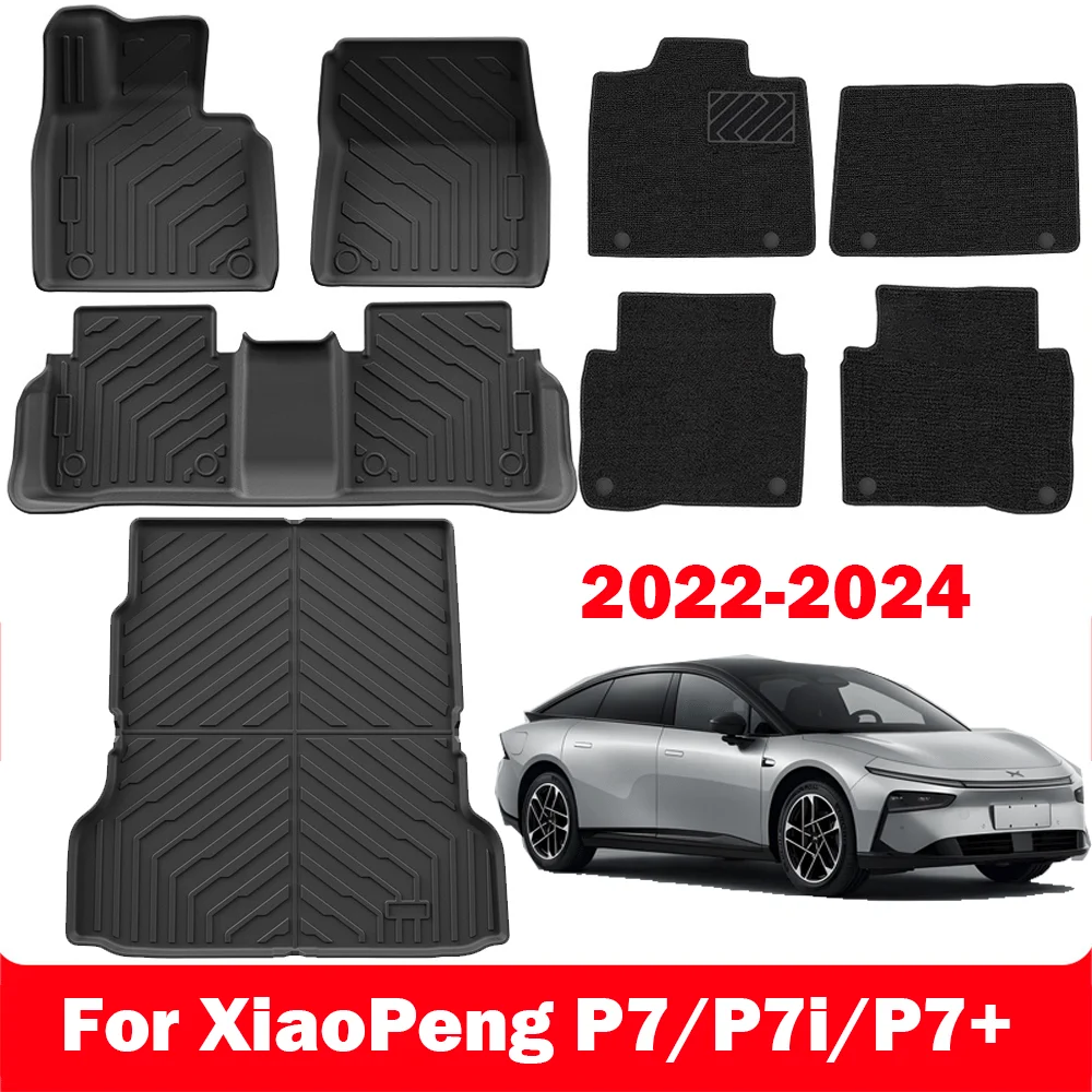 

Для Xiaopeng P7 P7i P7 + 2022-2025 Коврики для багажника Всепогодные водонепроницаемые противоскользящие передние и задние грузовые подкладки для ног