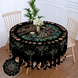 1 Piece of Life Tree Round Table Cloth Waterproof Terrace Table Sun Moon Star Curtain Multi Use 63 inch Blue Purple