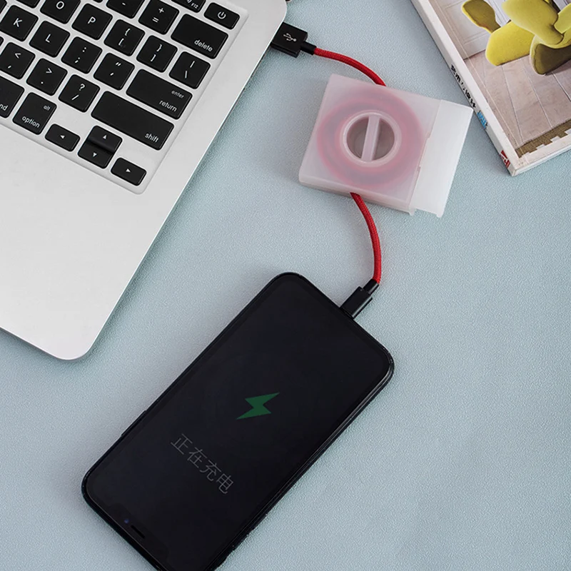 Retractable Cord Organizer Cord Management Case Container Mobile Phone Holder, Cable Storage Protector Wire Winder For USB Cable