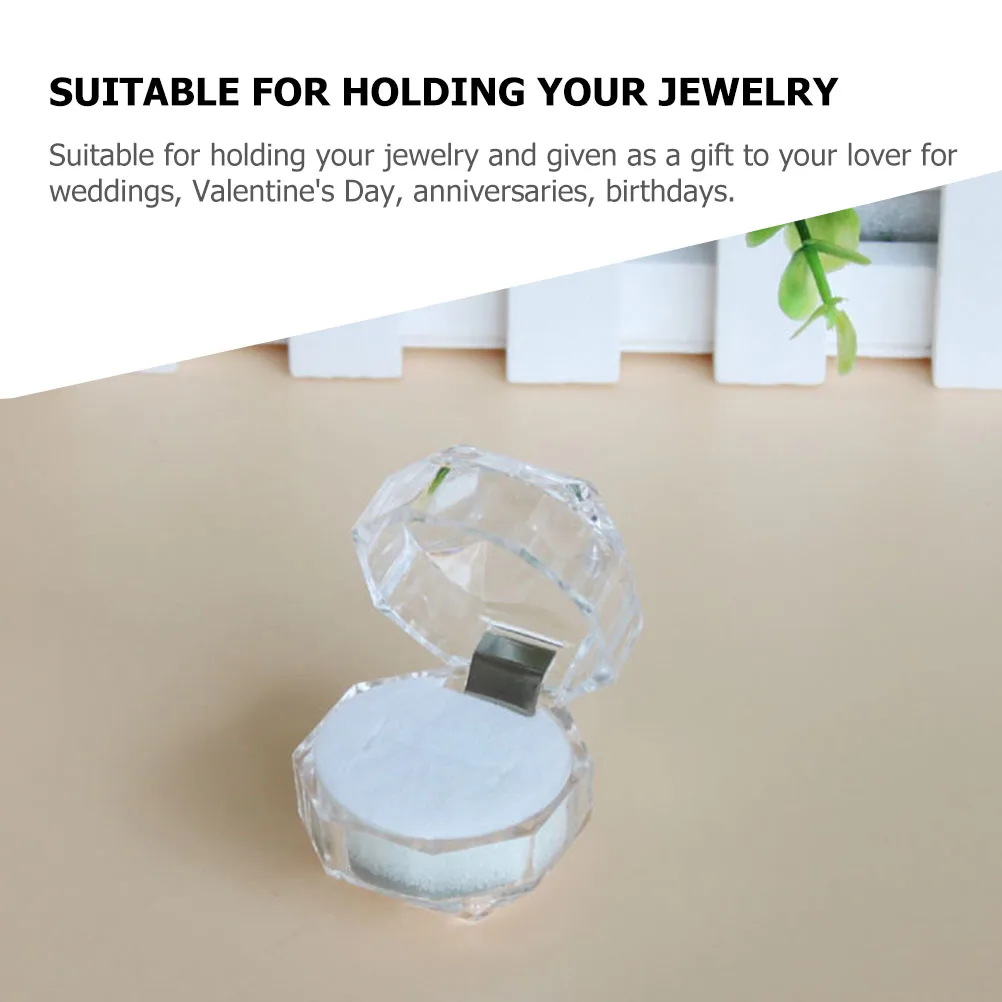 

10pcs Crystal Jewelry Ring Boxes for Wedding Engagement Proposal Valentine's Bridal Shower Gift Portable Storage Organizer Case