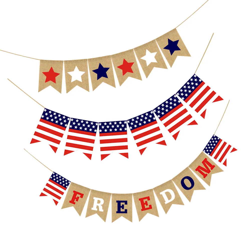 

3pcs FREEDOM Swallowtail Banner Patriotic Flag 4th of July Decoration Party Bunting Home Decorative Flag for Fireplace Mantel