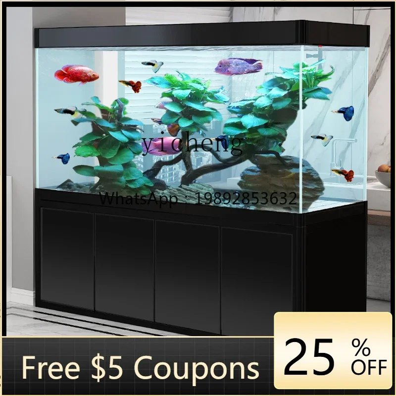 XJ-1  large living room floor-to-ceiling water-free household medium-sized screen bottom filter ultra-white arowana tank