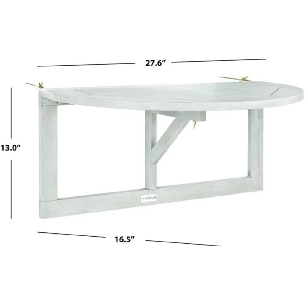 نصف طاولة معلقة في الهواء الطلق من خشب الساج الطبيعي، أثاث موفر للمساحة للفناء الصغير #3