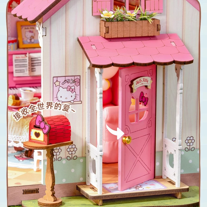 New Rolife Building Blocks Sanrio Super World Hello Kitty Happy Party House Assembly Model Ornament Toy Collection Gift