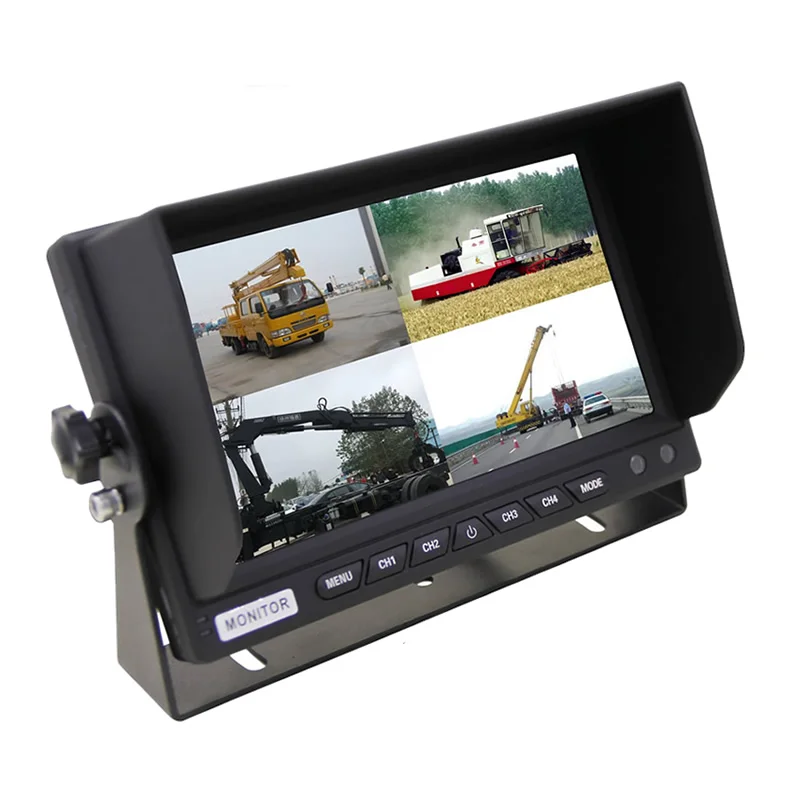 High definition 7 inch 4 way harvester monitor 13 hole plug GX12 aviation head truck school bus video surveillance set