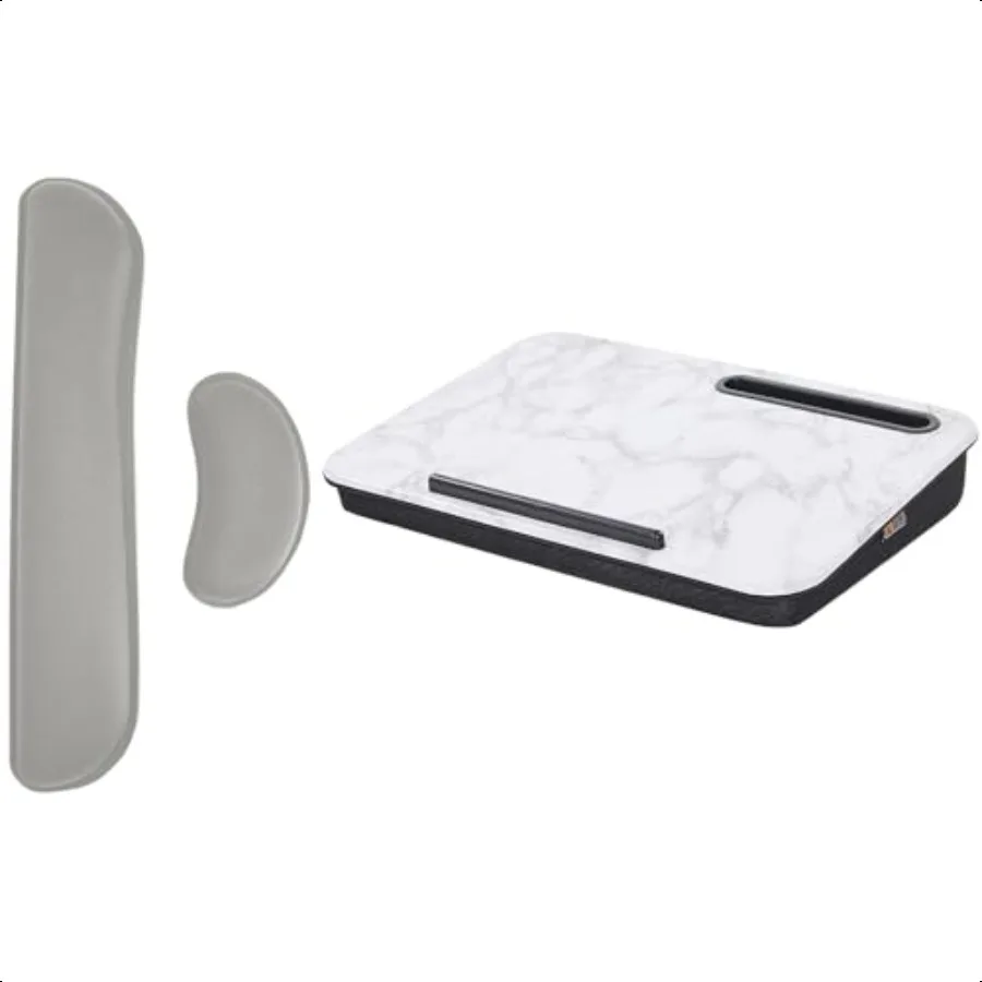 

Gel Memory Foam Wrist Rest and Cushion Lap Desk Wrist Rest Includes Mousepad Rest Gray Ergonomic Design Lap Desk in Marble Fits