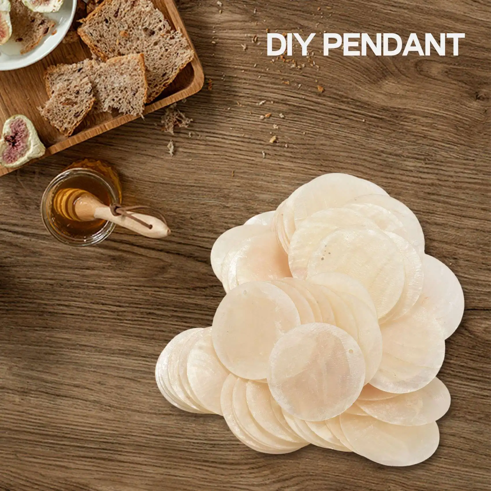 Contas de placa 100X Nacre Pearl Shell Rodada 35mm Branco