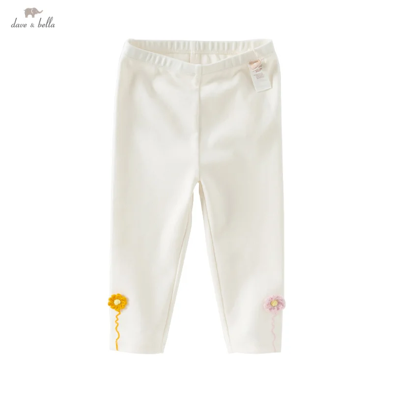 Dave Bella pantalones para niños 2025 primavera niñas moda Casual cómodo Floral niños elásticos Leggings pantalones al aire libre DB 1250630