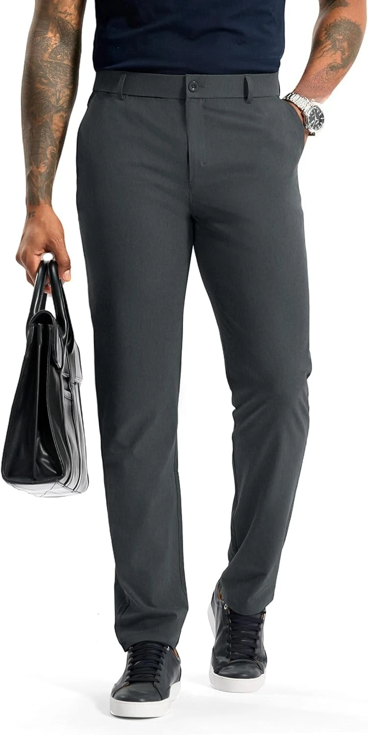 

Mens Pants Classic Fit Work Dress Pants Casual Trousers with Pockets