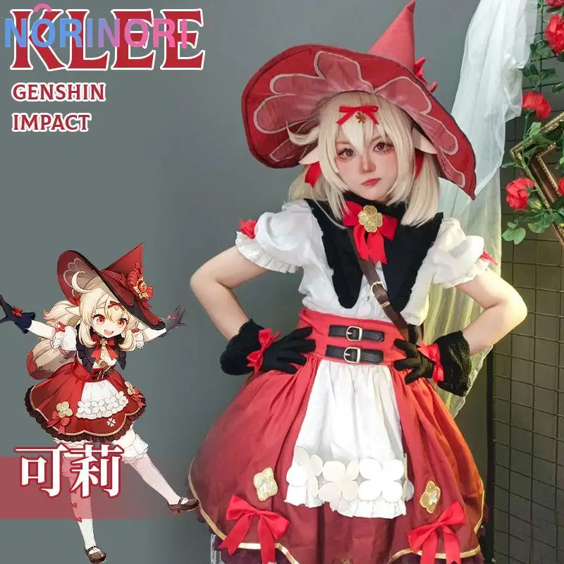 ผิวใหม่ Klee Blossoming Starlight คอสเพลย์เกม Genshin Impact คอสเพลย์เครื่องแต่งกายผู้หญิงชุด Klee Little Witch เครื่องแต่งกาย Plus ขนาด