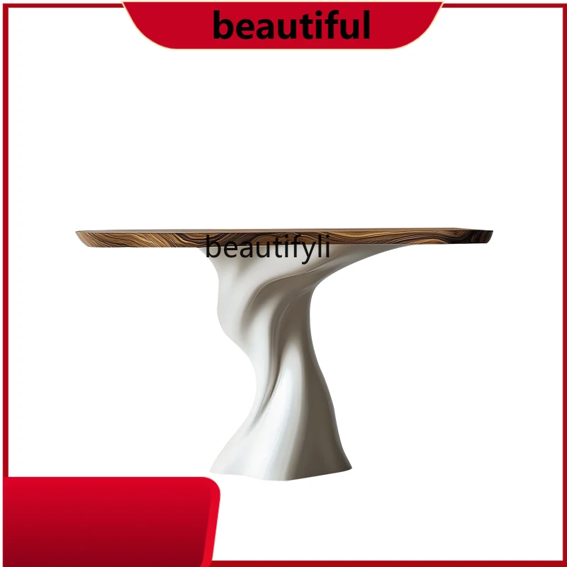 

Minimal light luxury solid wood entrance table against the wall, high-end entrance platform, creative art end platform H