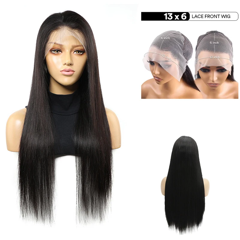 

Clearance Sale: 18-26 Inch Black Long Straight Hair, 13×6 Lace Front Synthetic Hair, Suitable For Women'S Daily Hand-Woven Wigs