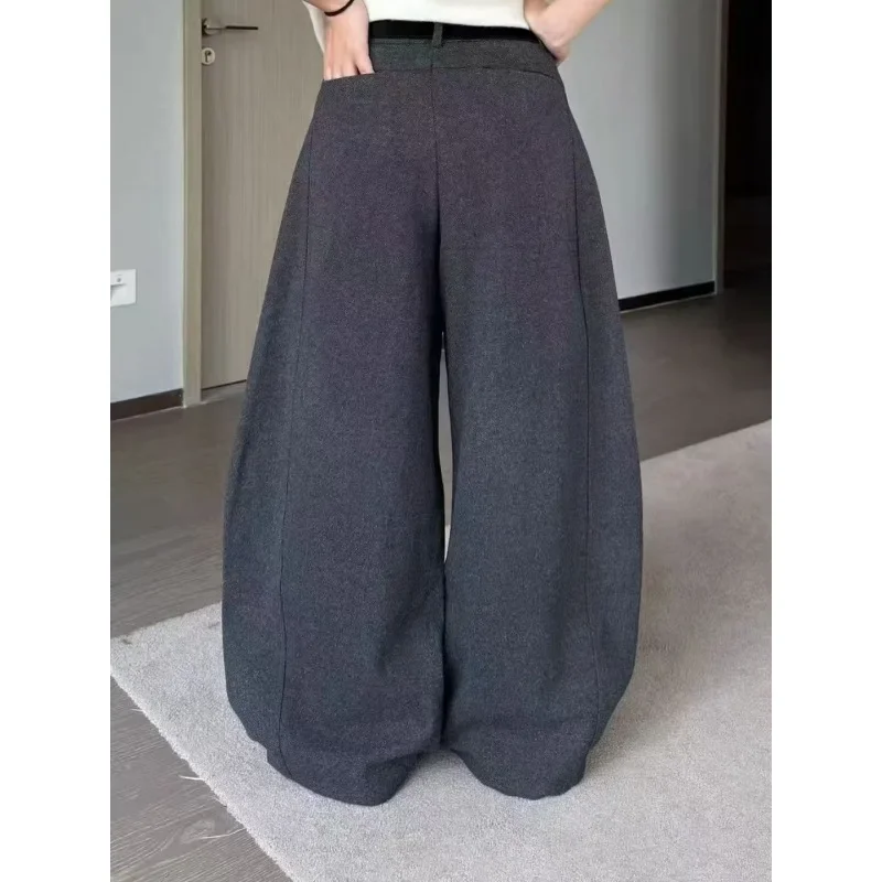Tinaa Fashuinable Scimitar Pants 2026 Woman Office Lady High Waist Solid Color Pockers Full-length Wide-leg Pants 193970