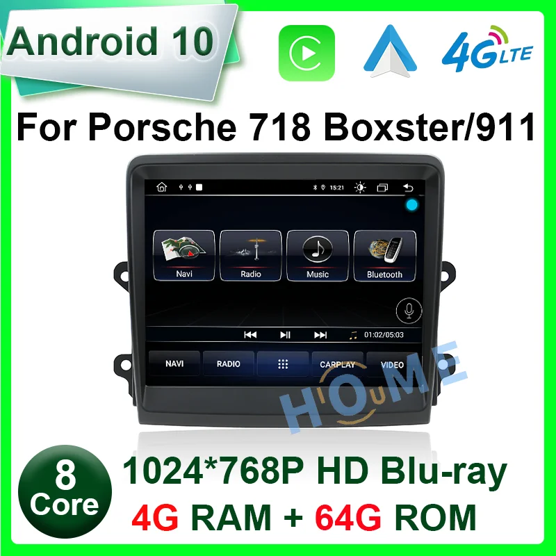 

Android 10.0 8Core 4+64GB Car Radio GPS multimedia player for Porsche718 Boxster 911 2012-2021 with IPS HD Screen DSP 4G Carplay