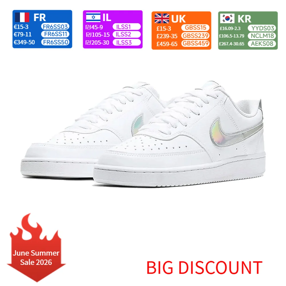 Zapatillas de tenis Nike Court Vision 1 Low Laser Casual Flexible Adaptive Low-Top para mujer, color blanco, CW5596-100