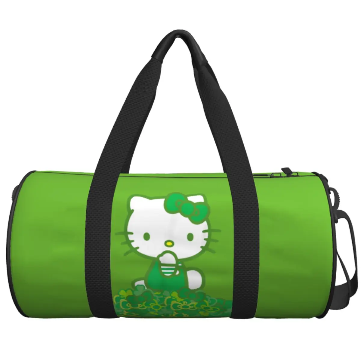 Hello Kitty Green Bows And Clovers Travel Bag Yoga Sports Bags Large Capacity Vintage Gym Bag Male Female Weekend Fitness Bag