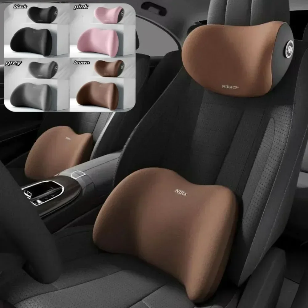 New Memory Foam Car Neck Pillow Protective Lumbar Back Support Breathable Car Headrest Cushion Relieve Stress Car Seat Pillow