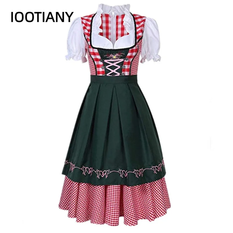 Damski Vintage niemiecki Dirndl strój tradycyjny stroje na Oktoberfest na bawariański karnawał Halloween