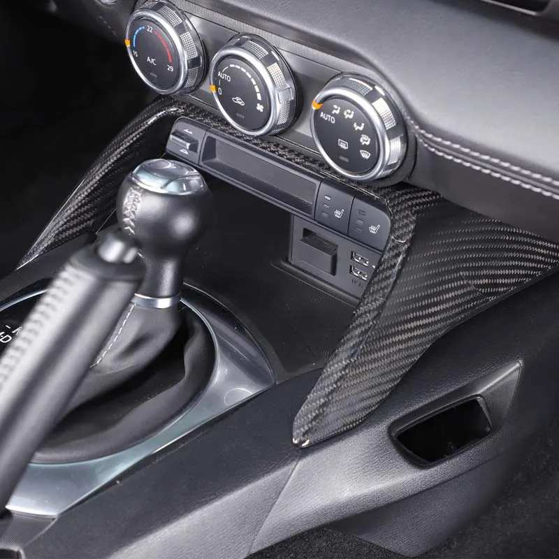 لمازدا MX-5 ND 2016-2025 فيات عباس 124 ألياف الكربون الحقيقية سيارة مركز وحدة التحكم الجبهة إطار الزخرفية ملصق اكسسوارات السيارات