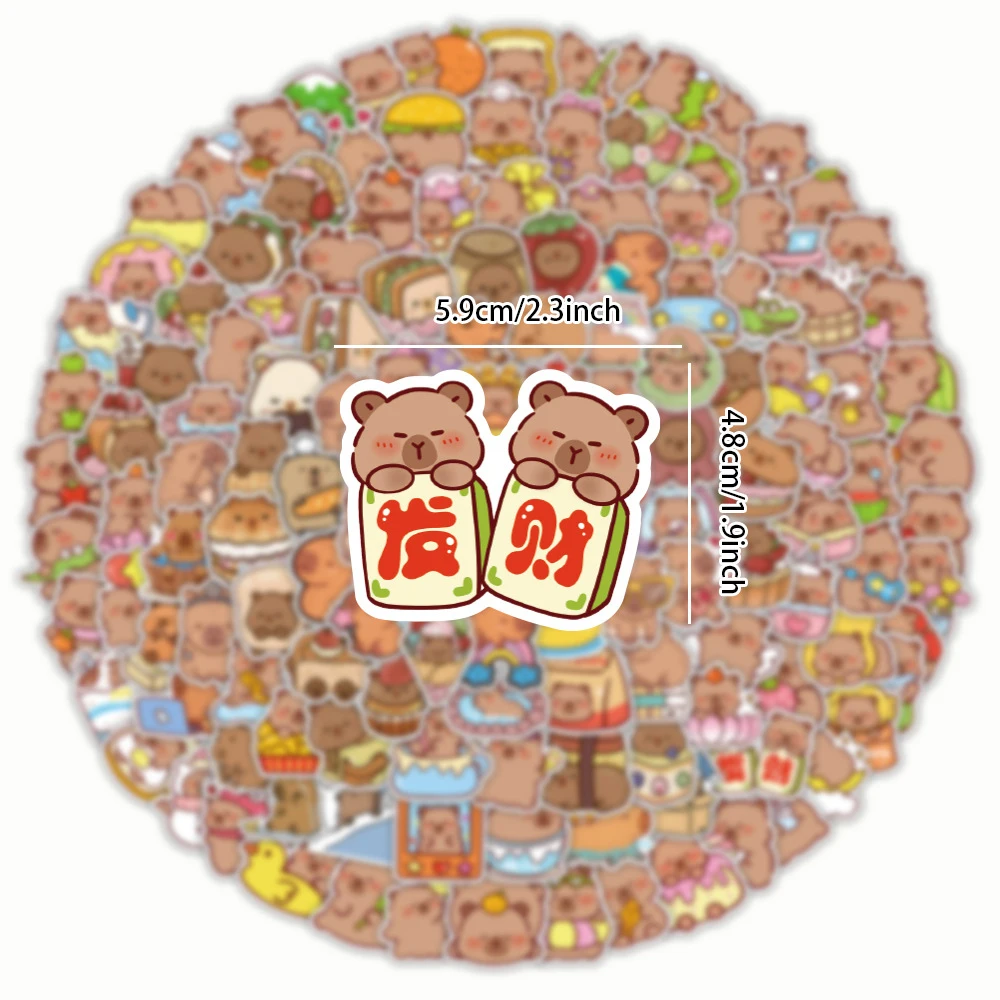 

10/30/50/100/200pcs Cartoon Creative Capybara Stickers Cute Animal Sticker DIY Stationery Laptop Phone Kids Toy Decals Packing