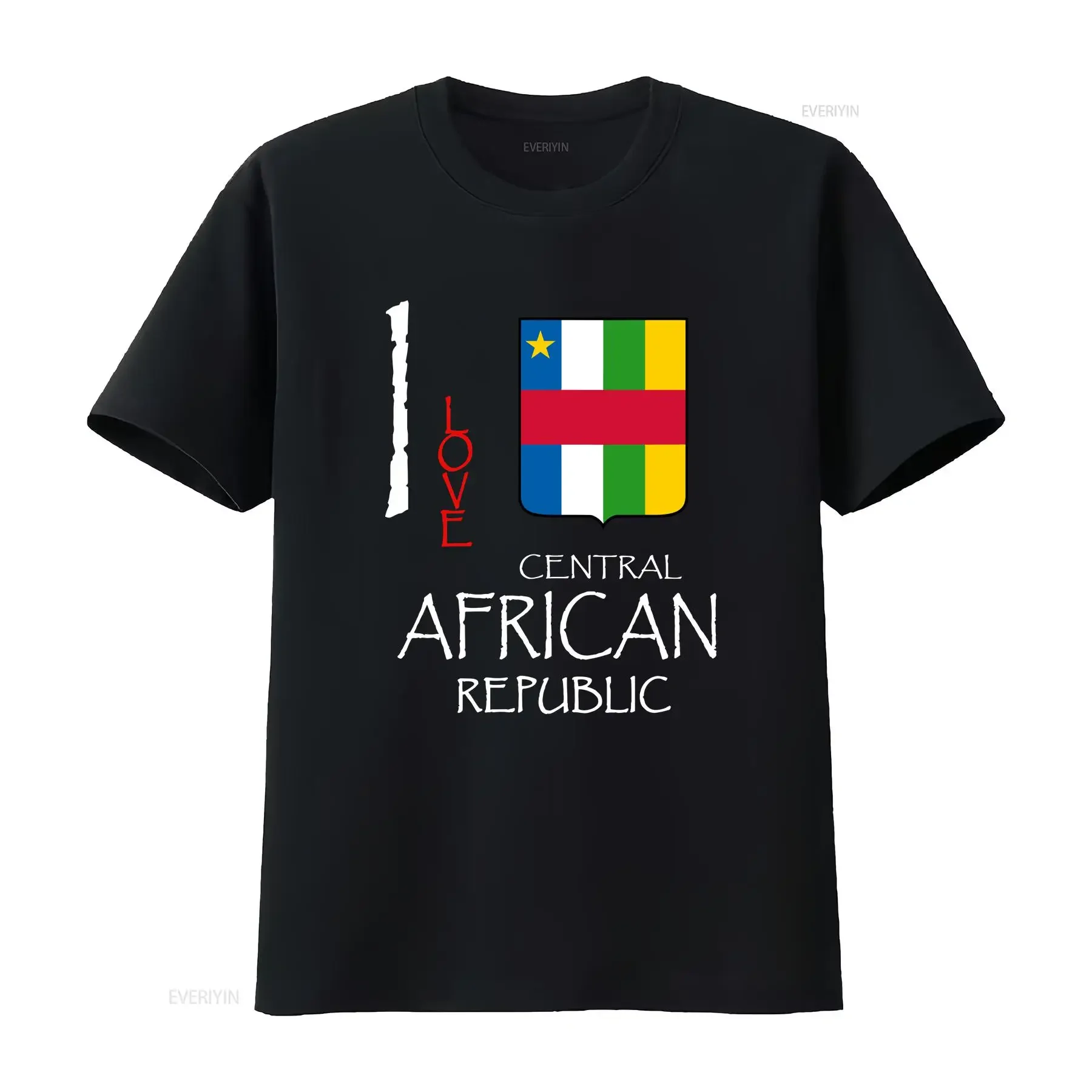 I Love Central African Republic COOL Novelty T SHIRT vintage Washed homme Soft Stretched graphic Top For Everyday Wear Slightly