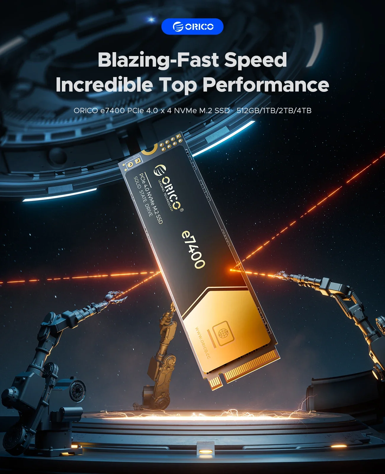 ORICO e7400 PCIe4.0 M.2 NVMe SSD PS5 7400MB/S Internal Solid State