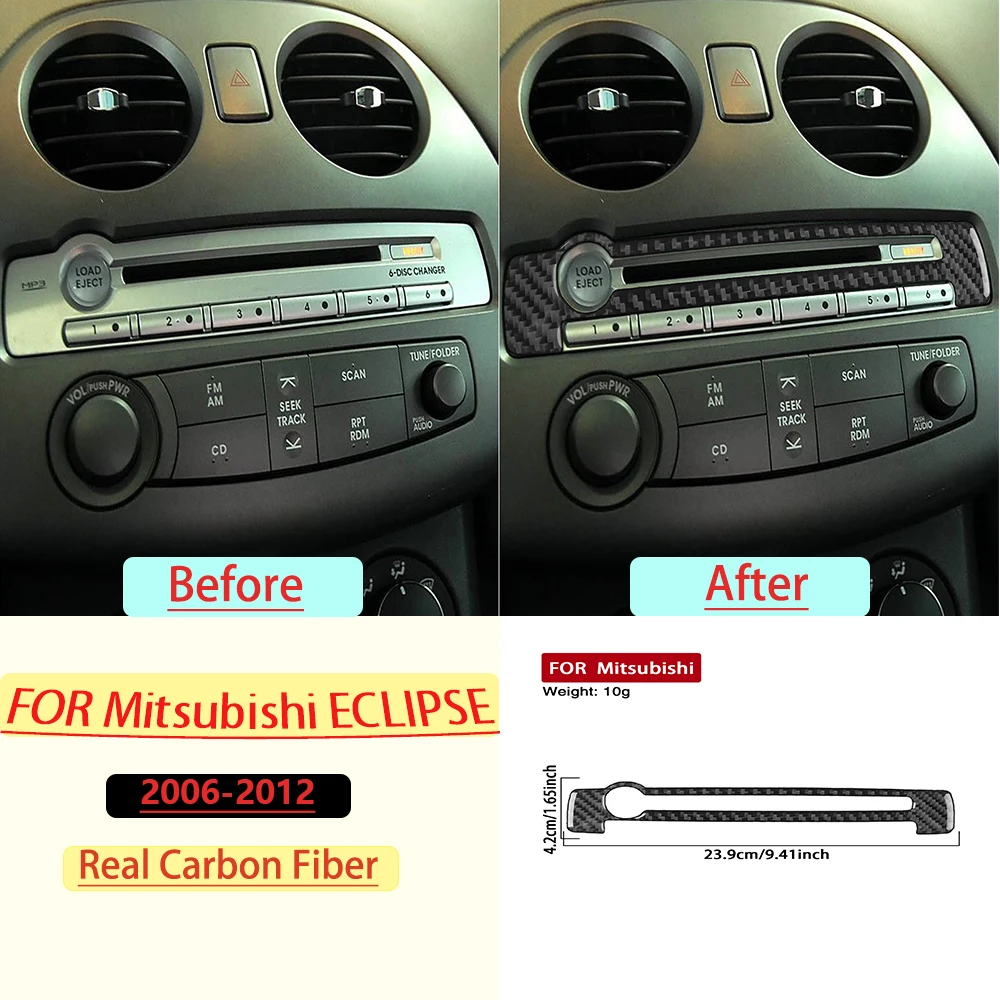 Real Carbon Fiber For Mitsubishi Eclipse 2006-2012 Car Center Control Panel CDTrim Customizable Sticker Interior Accessories