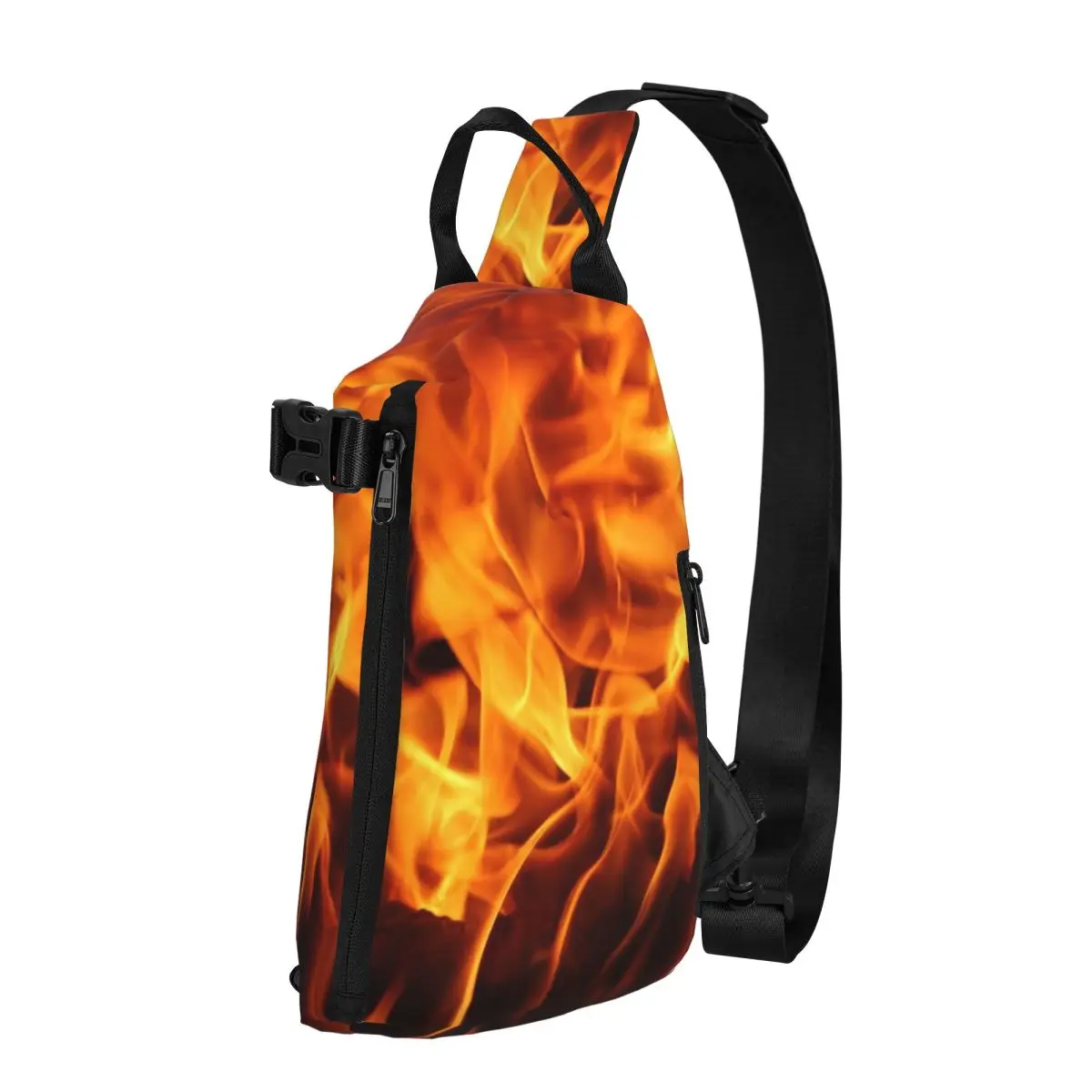 Burning Fire With Sparks Chest Bag Men Sling Crossbody Backpack Chest Bag Travel Hiking Daypack Shoulder Bag