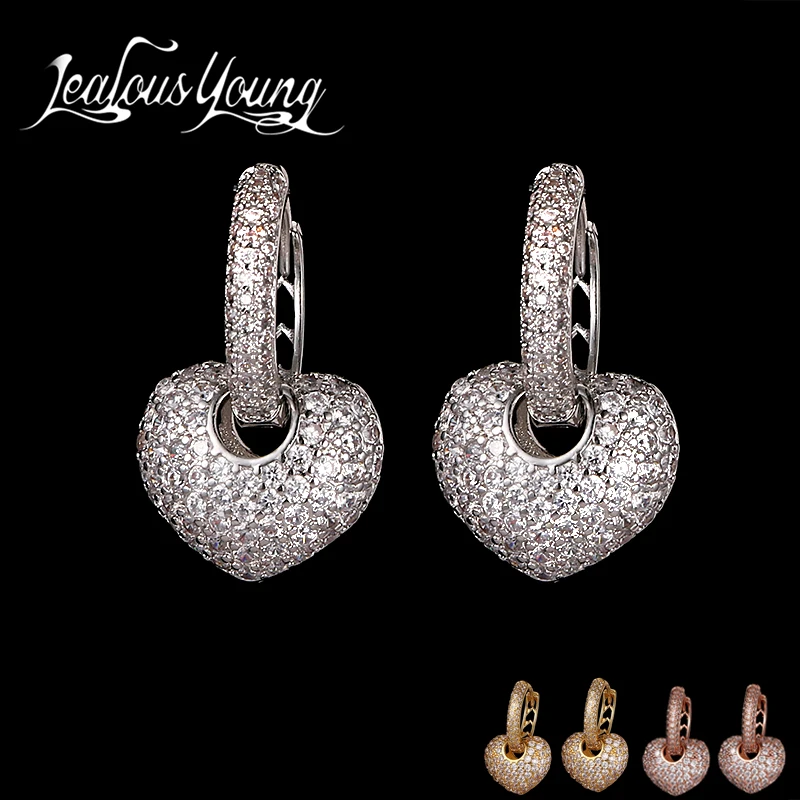 Luxury New Arrival Heart Hoop Earrings with Cubic Zirconia Earings For Women Statement Earring Oorbellen AE358