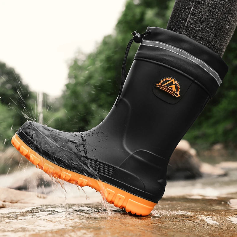 

Large Size Men's Rain Boots Outdoor Working Waterproof Shoes Men's Women's Casual Shoes Fashion Thick Sole Lightweight Boots