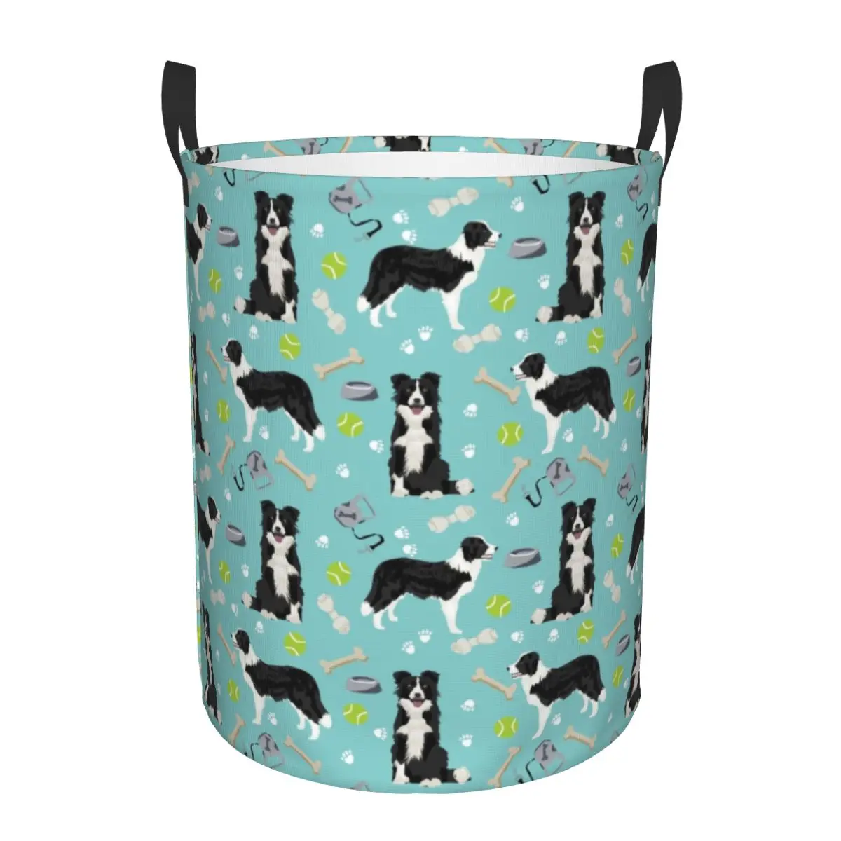 Border Collie Tennis Ball Laundry Basket Collapsible Large Capacity Clothing Storage Bin Pet Dog Lover Baby Hamper