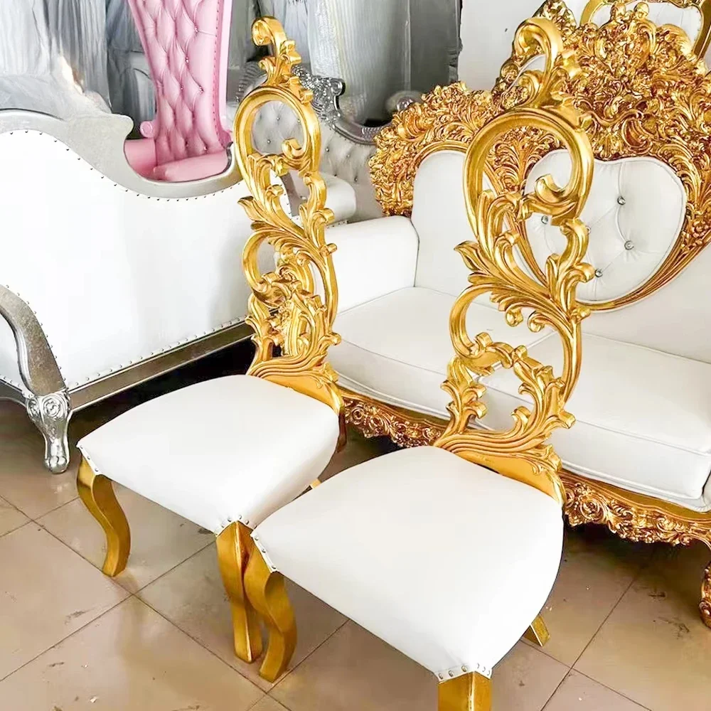 Luxury Gold White Cushion Children's Throne Chair Living Room Stainless Steel